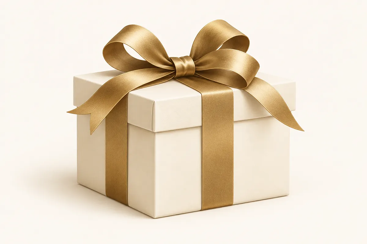Geschenk mit goldener Schleife – Improkurs verschenken